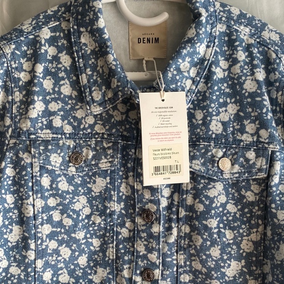 Sezane DENIM Wilfrield - Fleurs bicolores bleues NWT (L)